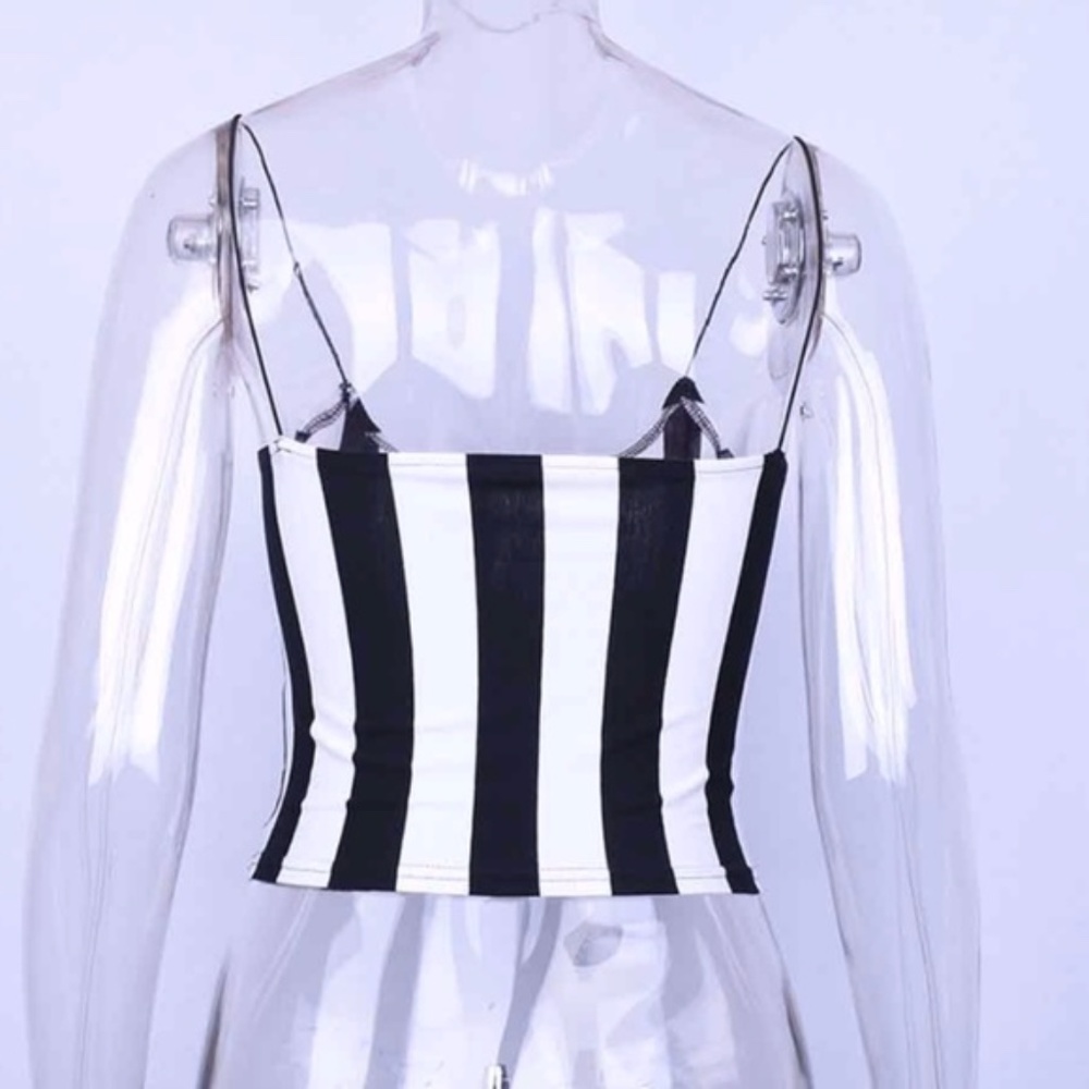 NWT A Tim Burton Film Striped Cropped Tank Top - Picture 4 of 13